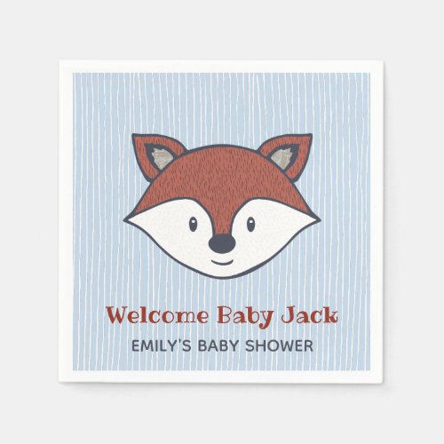 Woodland Baby Shower Cute Fox Favor Paper Goods Napkins