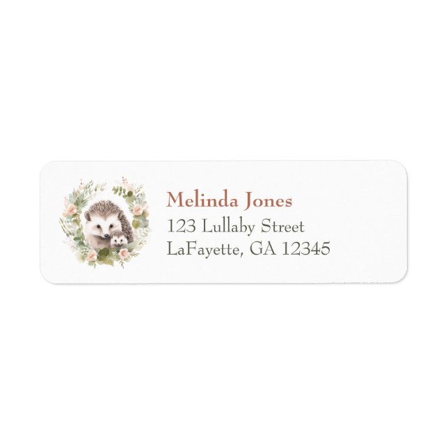Woodland Baby Shower, Cute Hedgehog Label (Front)