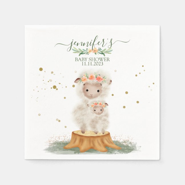 Woodland baby shower cute party Sheep Napkins