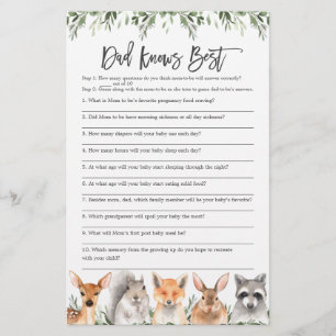 Woodland Baby Shower Dad Knows Best Game
