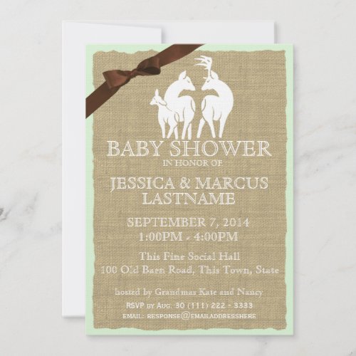 Woodland Baby Shower Deer and Burlap Custom Announcements