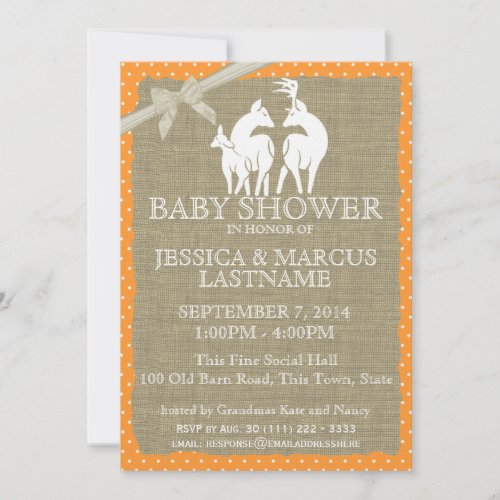Woodland Baby Shower Deer and Burlap Personalized Invitation