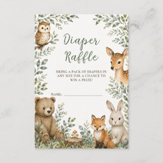 Woodland Baby Shower Diaper Raffle Card