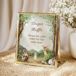 Woodland Baby Shower Diaper Raffle Poster