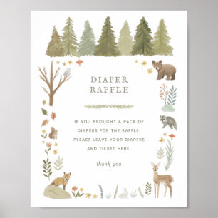 Woodland Baby Shower Diaper Raffle Sign