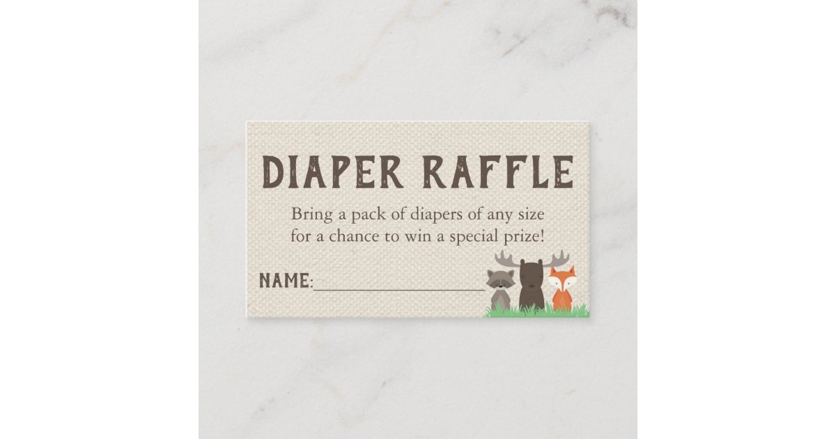 Woodland Baby Shower Diaper Raffle Tickets Enclosure Card
