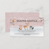 Woodland Baby Shower Diaper Raffle Tickets Enclosure Card (Front/Back)