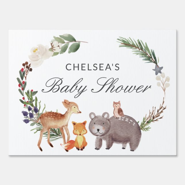 Woodland Baby Shower Directional Welcome Sign (Front)