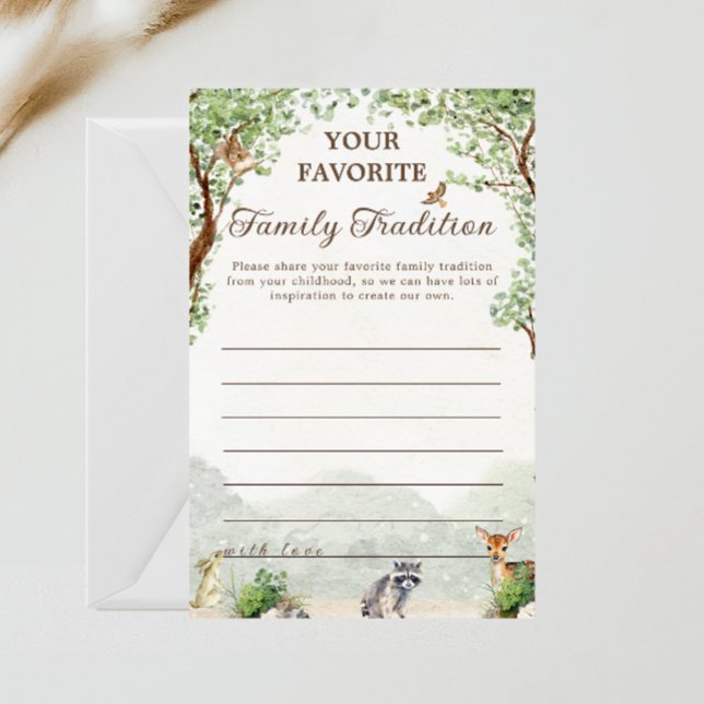 Woodland Baby Shower Family Tradition Advice Card (Creator Uploaded)