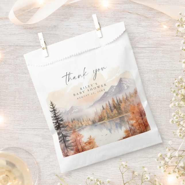 Woodland Baby Shower Favor Bags Rustic Mountains (Clipped)
