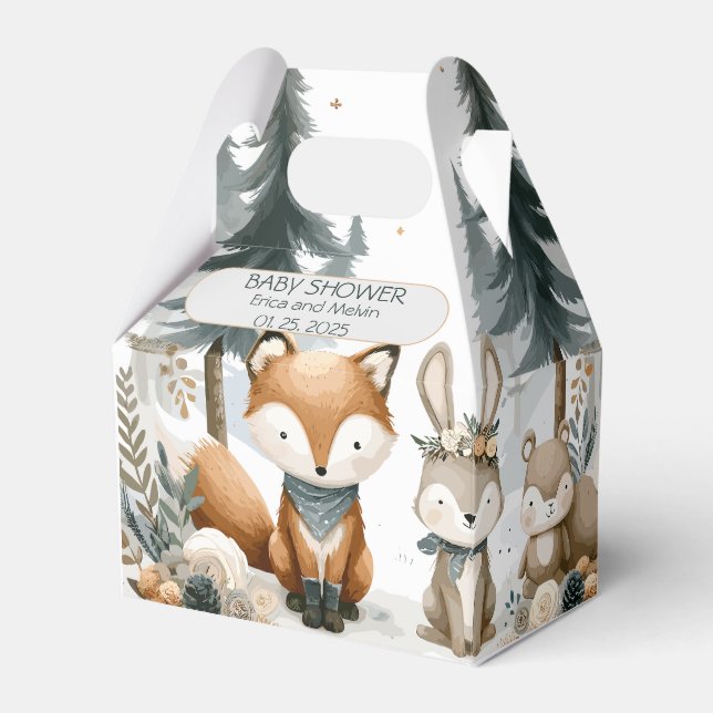 Woodland Baby Shower Favor Boxes (Front Side)