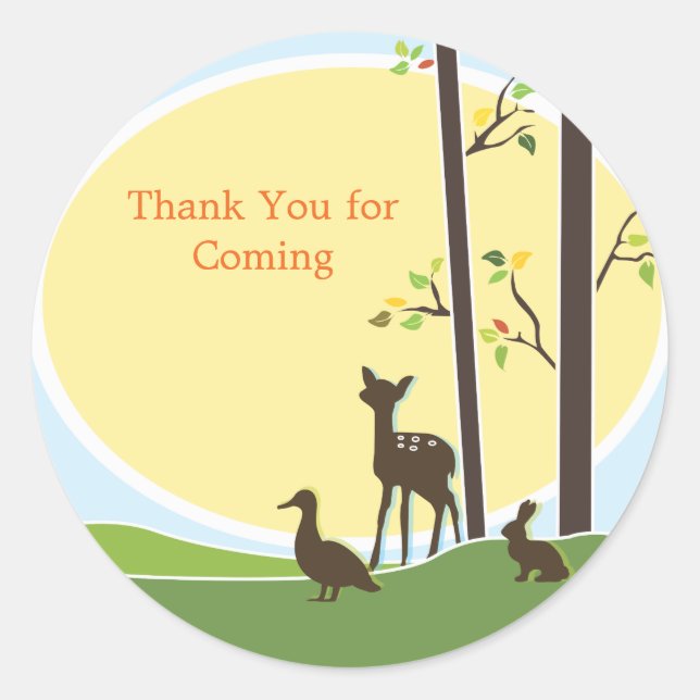 Woodland Baby Shower Favor Sticker (Front)