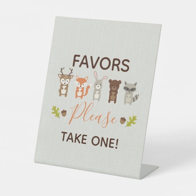 Woodland Baby Shower Favors Please Take One Sign (Front)