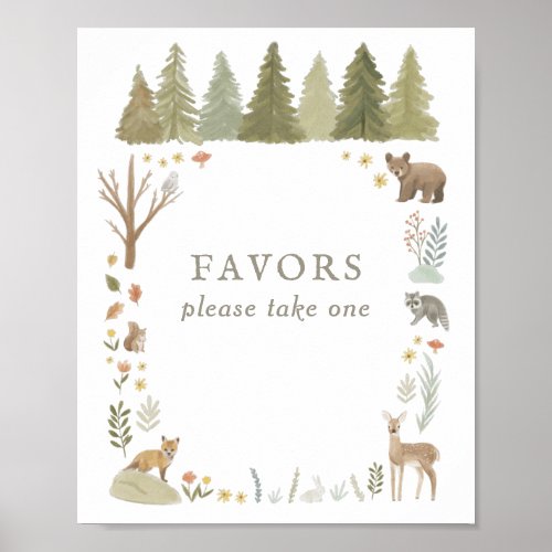 Woodland Baby Shower Favors Sign