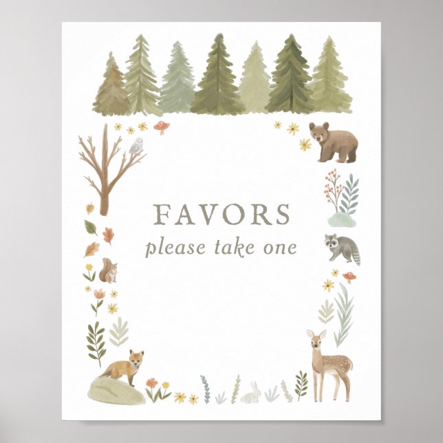 Woodland Baby Shower Favors Sign (Front)