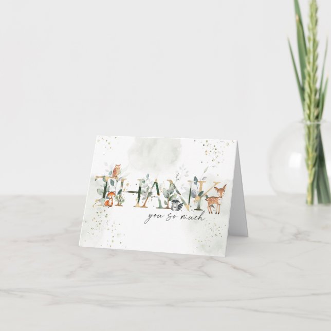 Woodland Baby Shower Folded thank you card (Front)