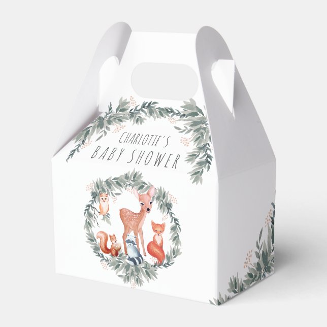 Woodland Baby Shower Forest Animals Favor Box (Front Side)