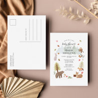 Woodland Baby Shower Forest Animals Invitation Postcard