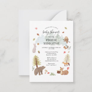 Woodland Baby Shower Forest Animals Note Card
