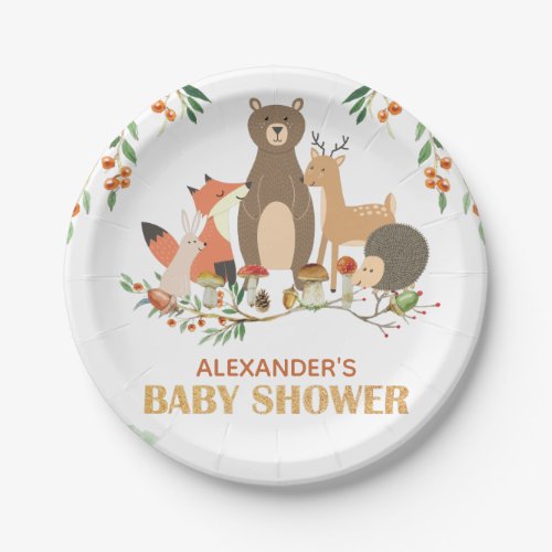 Woodland Baby Shower Forest Animals Paper Plates