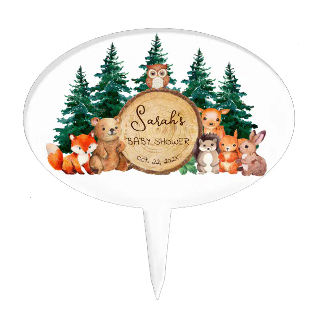 Woodland Baby Shower Forest Animals Pine Wood Log Cake Topper Zazzle