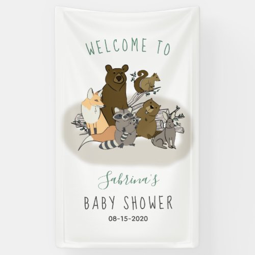 Woodland Baby Shower Forest Animals Welcome Banner