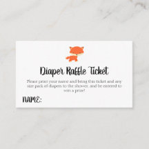 Woodland Baby Shower Fox Diaper Raffle Ticket