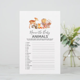 Woodland Baby Shower Game - Name the Baby Animals