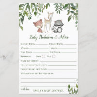 Woodland Baby Shower Game - Predictions & Advice