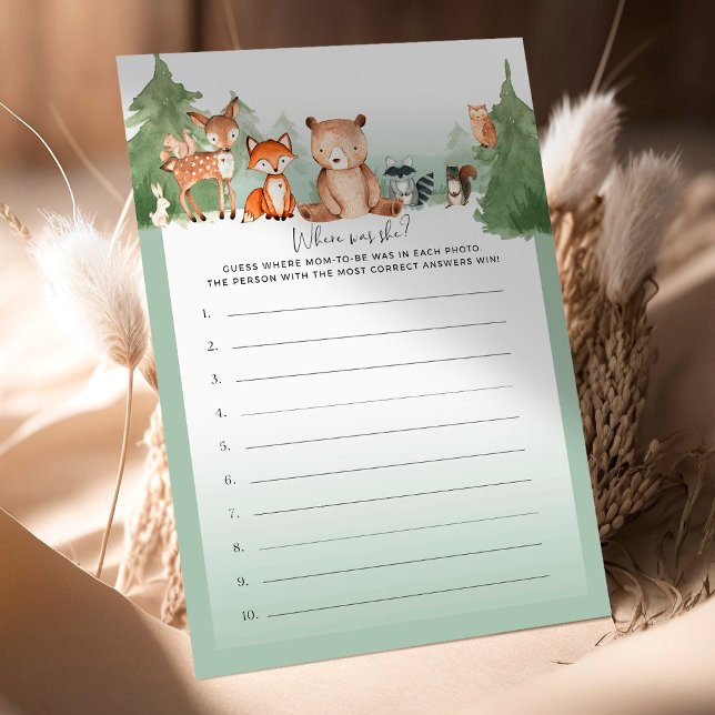 Woodland Baby Shower Game Where Was She? (Creator Uploaded)