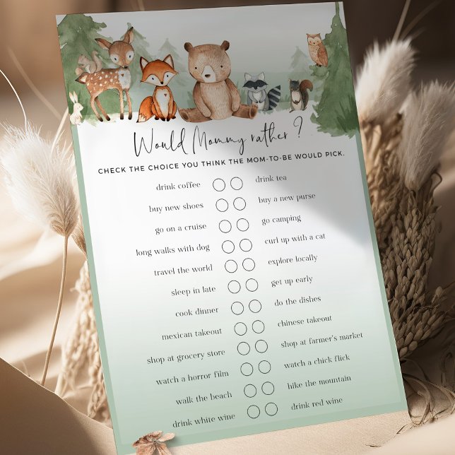 Woodland Baby Shower Game Would Mommy Rather? (Creator Uploaded)