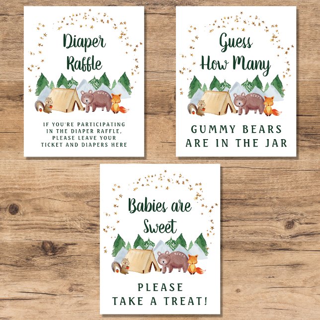 Woodland Baby Shower Games Favors Poster Set (Creator Uploaded)