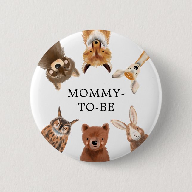 Woodland Baby Shower Gender Neutral Button (Front)
