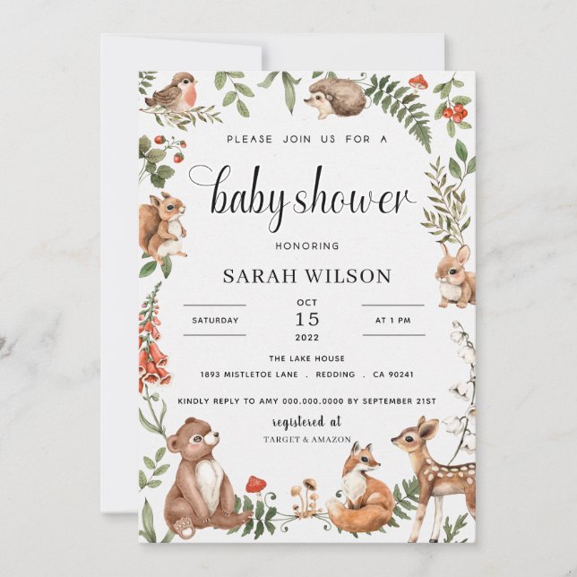 Woodland Baby Shower Gender Neutral  Invitation (Front)