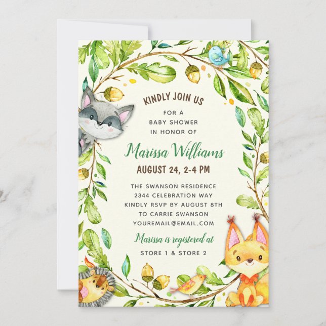 Woodland Baby Shower Gender Neutral Invitation (Front)