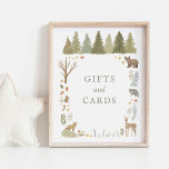 Woodland Baby Shower Gifts and Cards Sign<br><div class="desc">Shower your baby shower guests where to leave their gifts and cards with this woodland-themed sign,  featuring baby woodland animals and pine trees.</div>