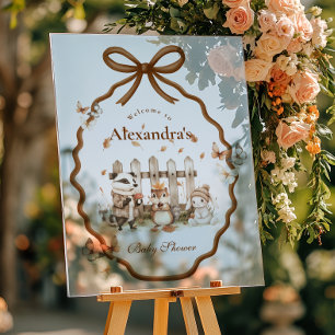 Woodland Baby Shower Gingham Neutral Acrylic Sign