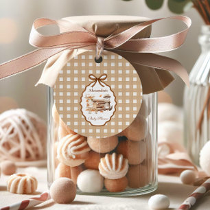 Woodland Baby Shower Gingham Neutral Favor Tags