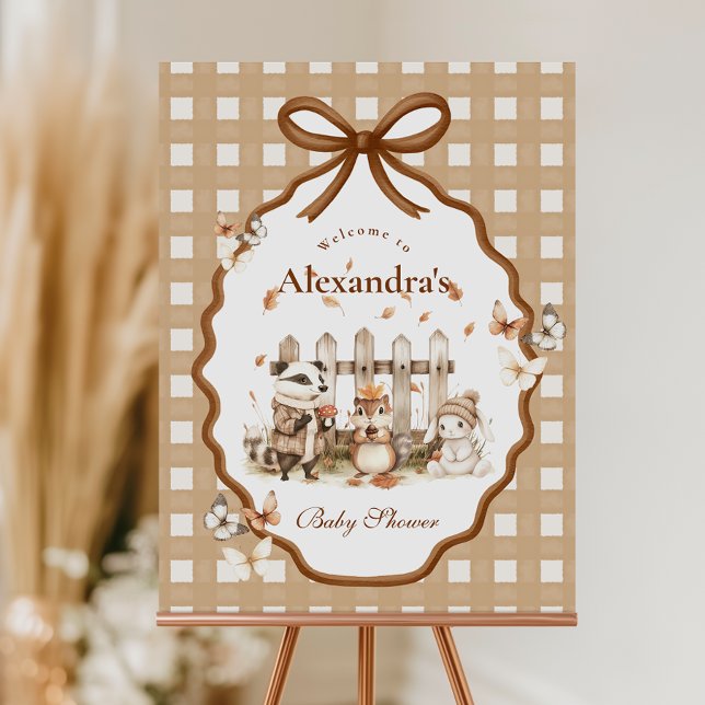 Woodland Baby Shower Gingham Neutral Foam Board (Creator Uploaded)
