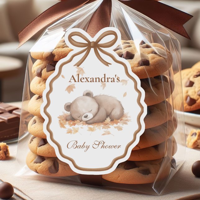 Woodland Baby Shower Gingham Neutral Sticker (Creator Uploaded)