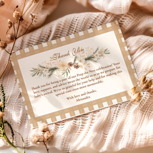 Woodland Baby Shower Gingham Thank You Card