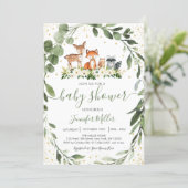 Woodland Baby Shower Greenery Forest Animal Invitation (Standing Front)