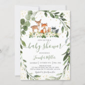 Woodland Baby Shower Greenery Forest Animal Invitation (Front)