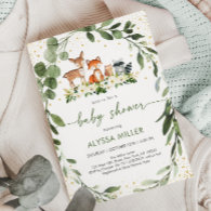 Woodland Baby Shower Greenery Forest Animal Invitation