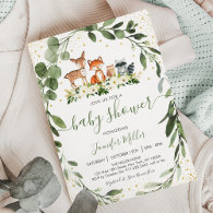 Woodland Baby Shower Greenery Forest Animal Invitation