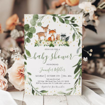 Woodland Baby Shower Greenery Forest Animal Invitation