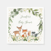 Woodland Baby Shower Greenery Forest Animal Napkins