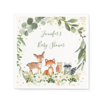 Woodland Baby Shower Greenery Forest Animal Napkins