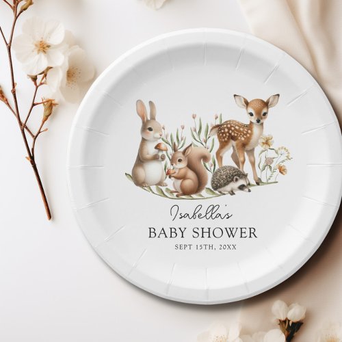 Woodland Baby Shower Greenery Forest Animal Paper Plates