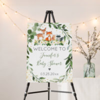 Woodland Baby Shower Greenery Gold Welcome Foam Board